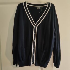 Classic Navy Cardigan with White Trim